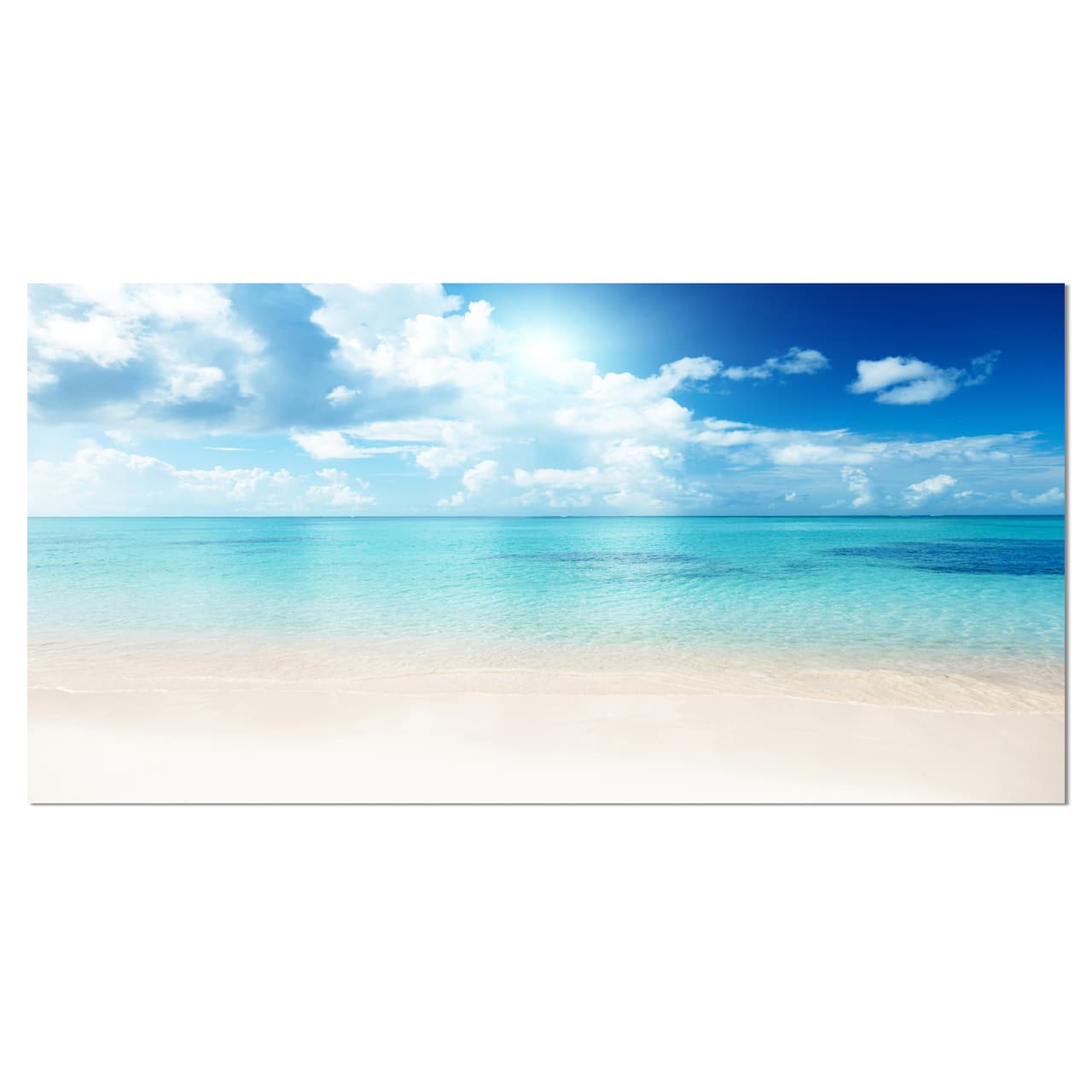 Designart - Sand of Beach in Blue Caribbean Sea - Modern Seascape Canvas Artwork